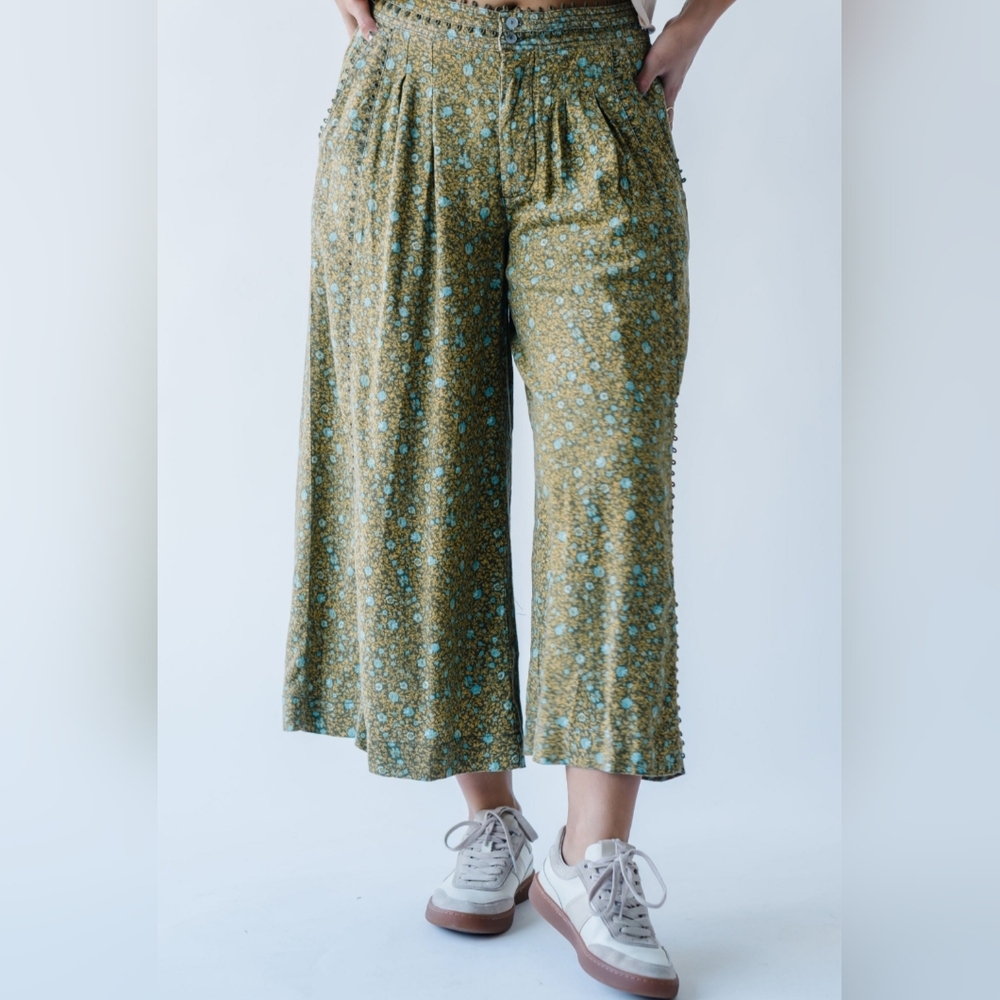 Free People: Bali Guneivere Trousers In Green Combo